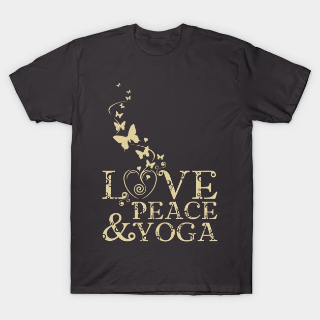 Love, Peace and Yoga T-Shirt by Artizan